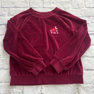 Cat & Jack Burgundy Velvet Top SIZE L(10/12)‎